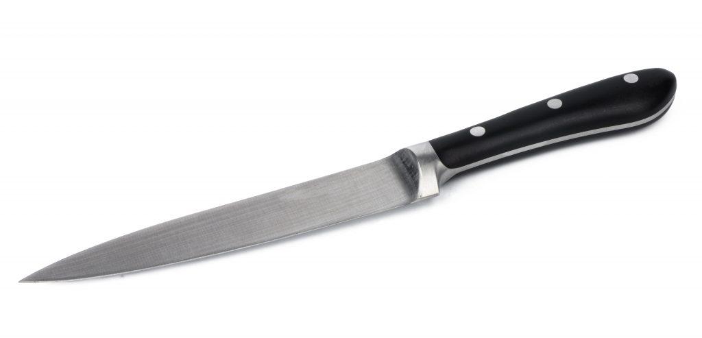 A utility kitchen knife on a white background