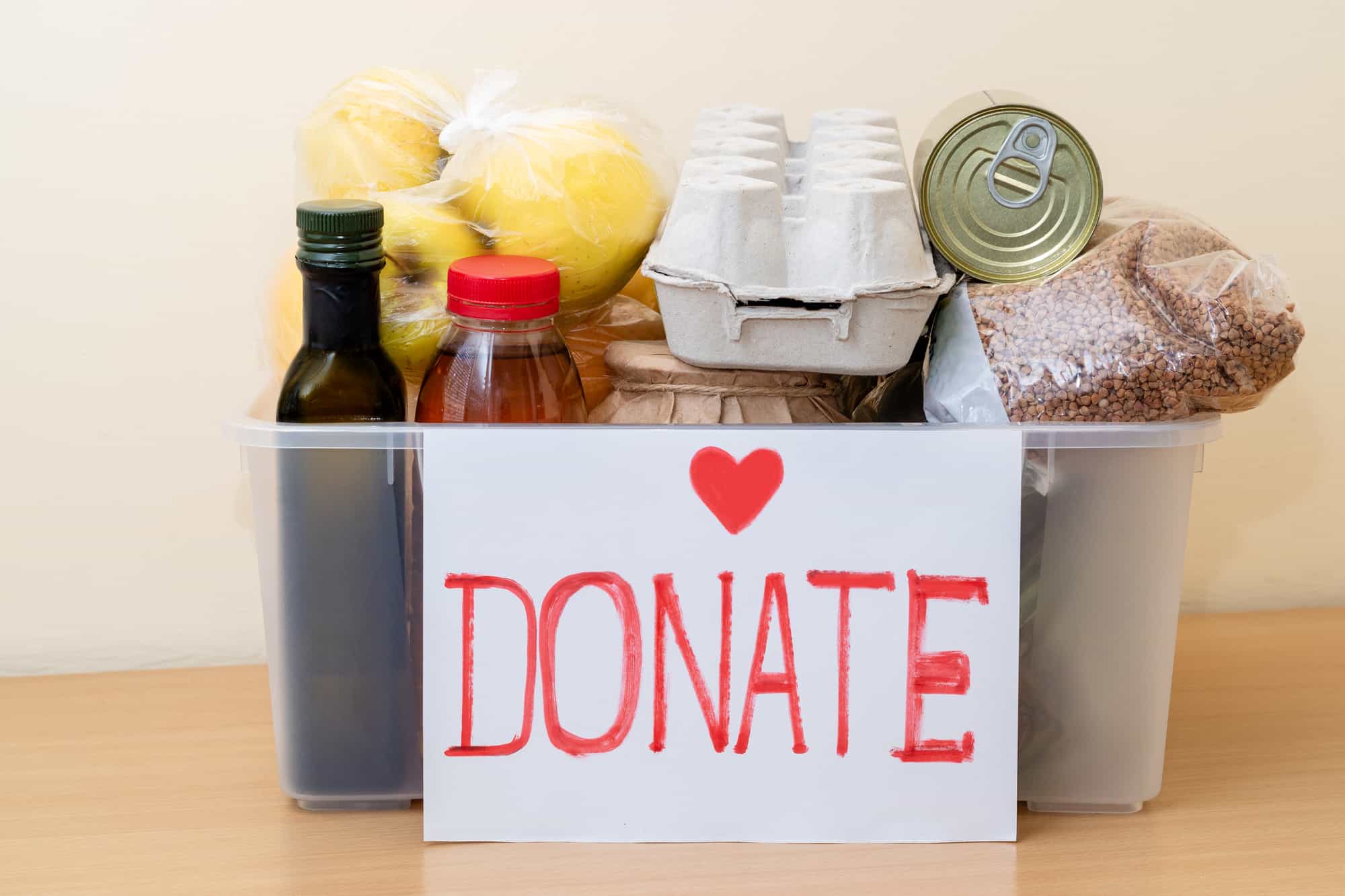 Donation food box. Fund charity products. Donate