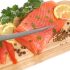Fillet Knife and salmon fish on a cuting board