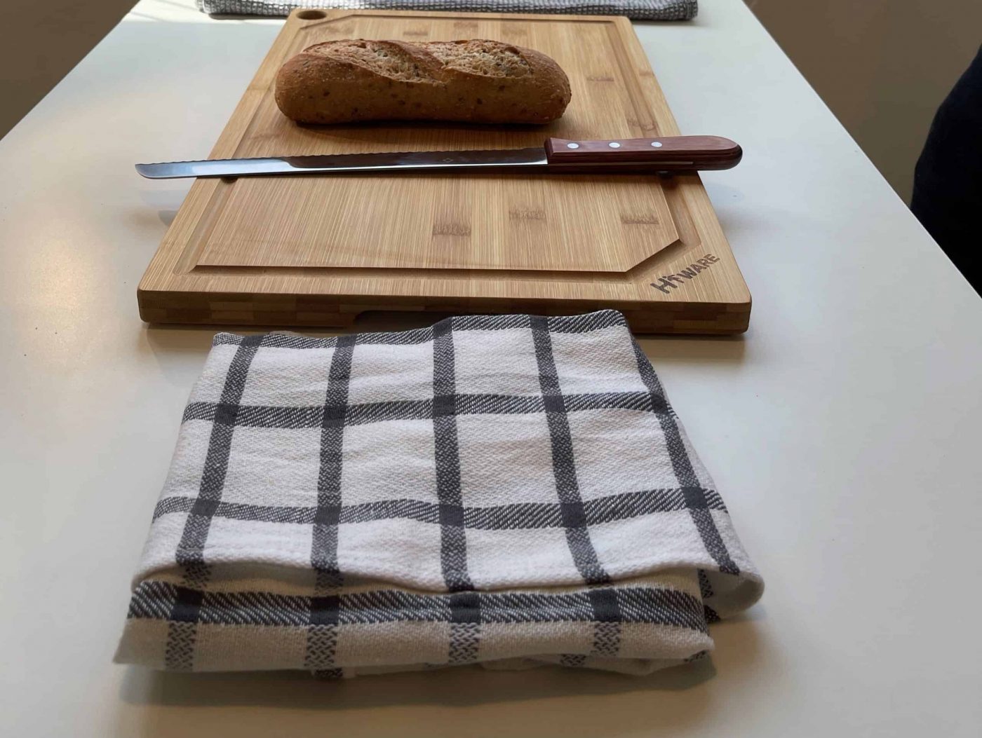 bread knife on a cutting board