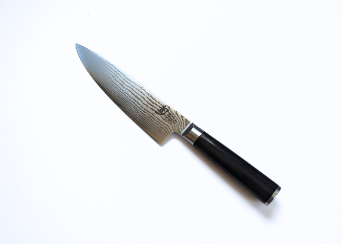 The shun knife, diagonal on a white background